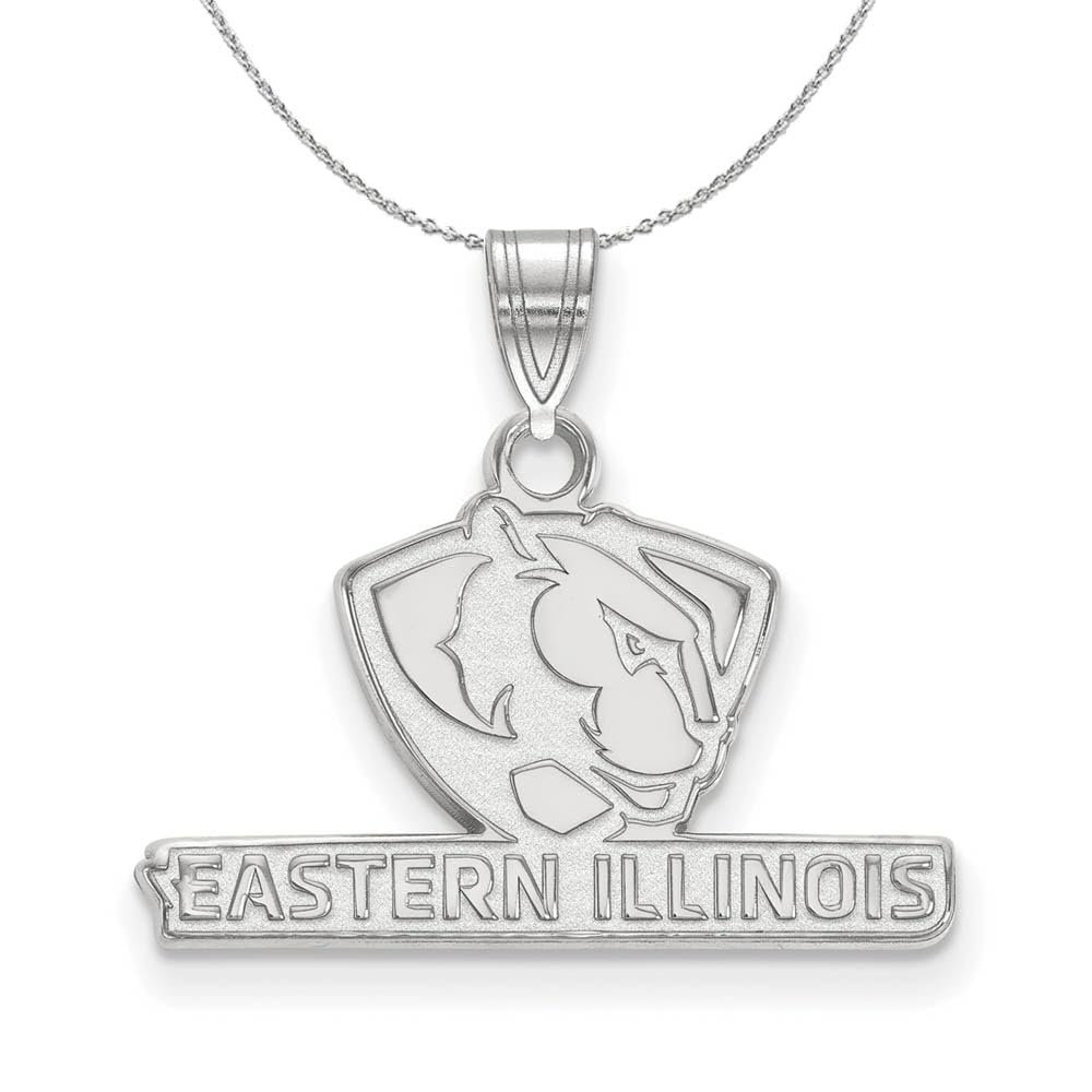 Black Bow Sterling Silver Eastern Illinois U Pendant Necklace - Elegant Jewelry Gift for Graduation, Birthday & Special Occasions