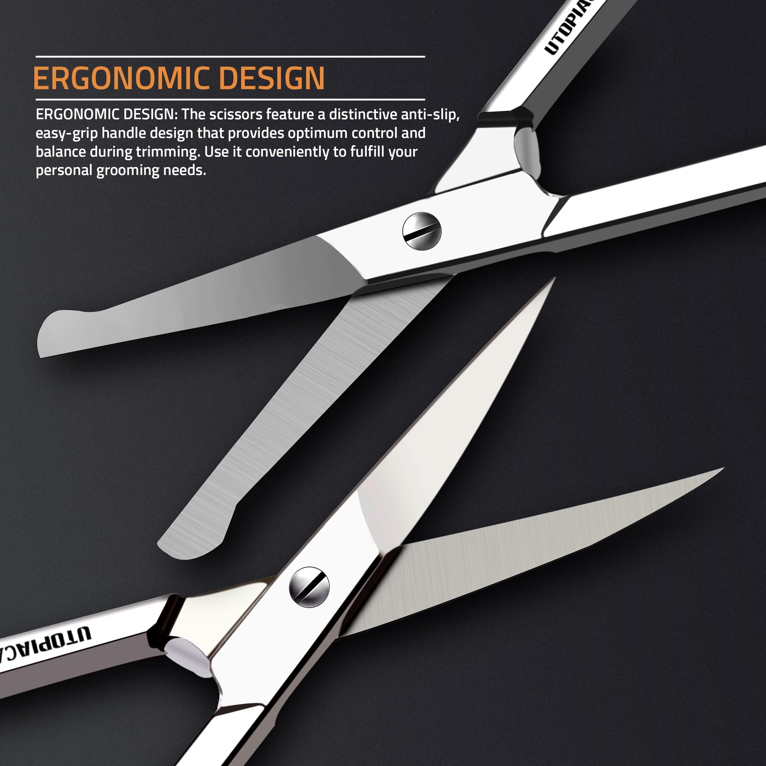 Talora Care Professional Curved & Rounded Facial Hair Scissors for Men - Premium Mustache & Beard Trimming Scissors Set of 2 - Perfect for Grooming, Styling & Precision Hair Cutting at Home or Salon