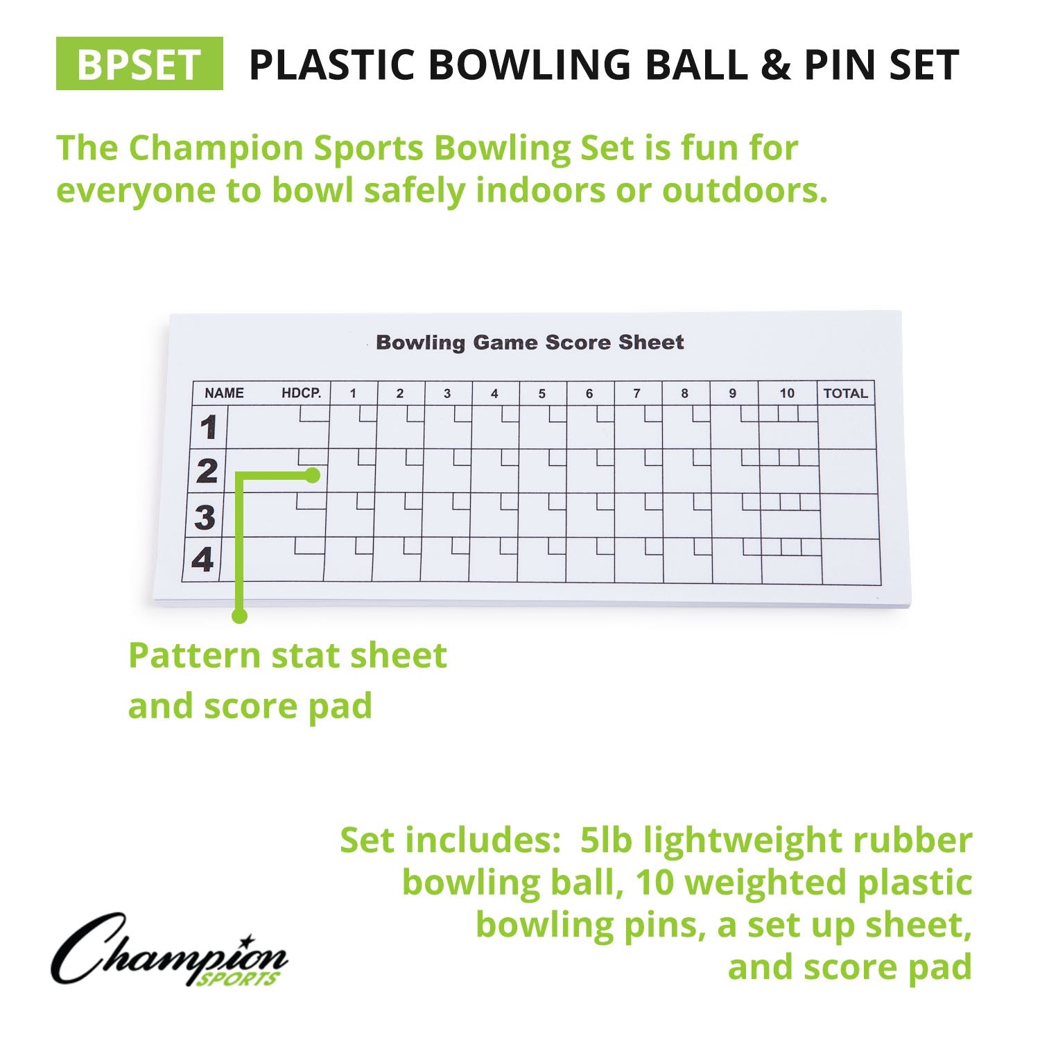 Champion Sports Swirl Bowling Set with Lightweight Ball & Pins - Perfect for Kids, Family Game Night & Indoor/Outdoor Fun