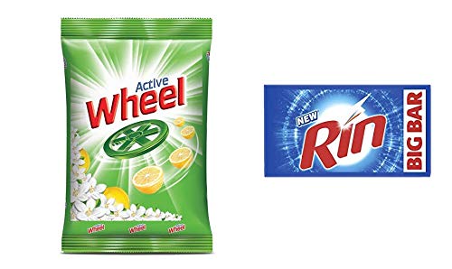 Wheel Detergent Powder & Rin Soap Combo (250g) - Powerful Laundry Cleaning for Clothes, Bedding & Household Fabrics