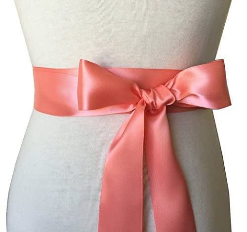 Leimandy 2 Inch Wide Satin Ribbon Sash - Elegant Waist Belt for Wedding Dresses, Bridal Gowns, Prom & Formal Events - Adjustable Waistband in 12 Classic Colors (Rose Gold, Ivory, Navy Blue etc.)