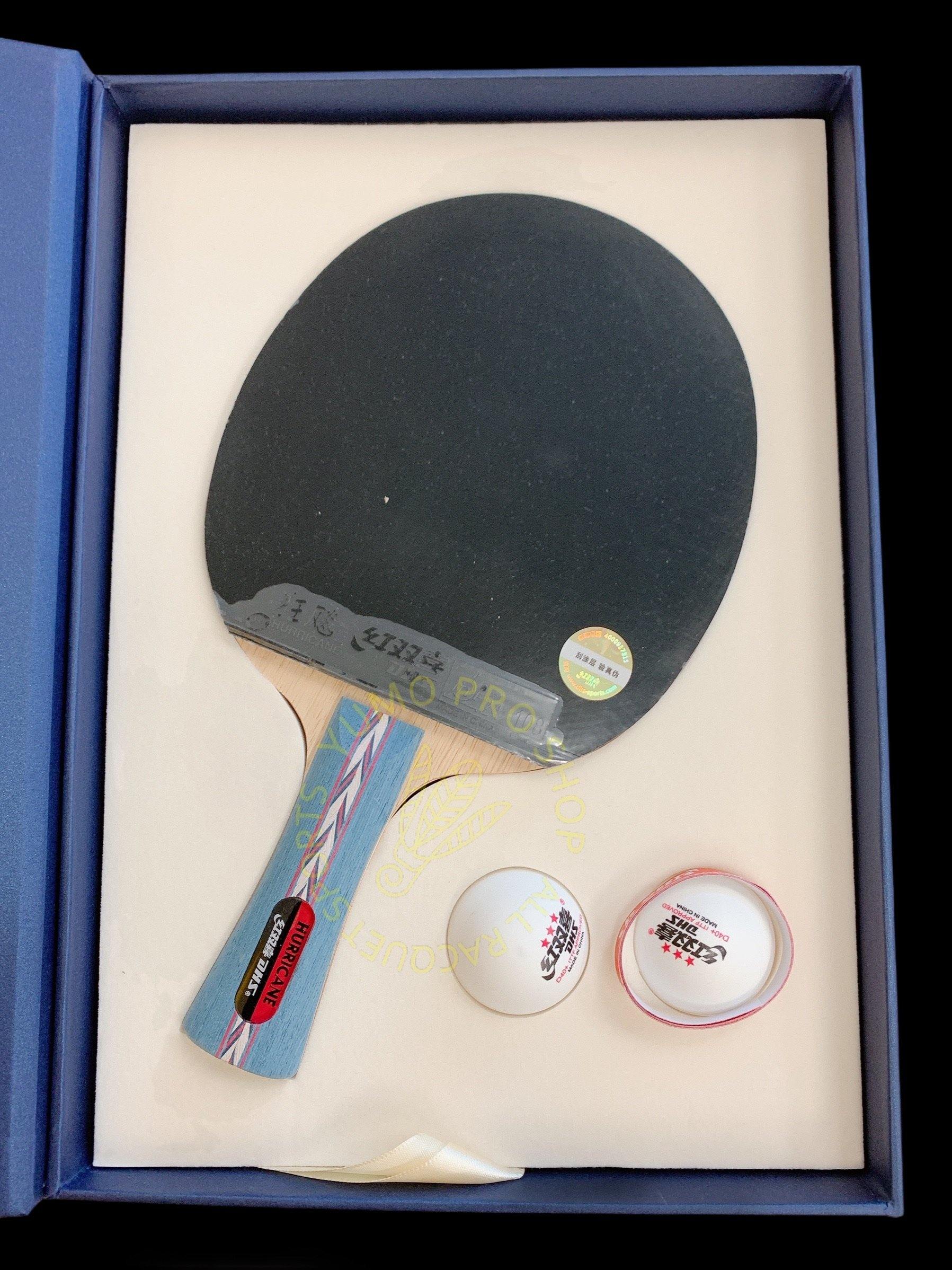 DHS Hurricane No.2 Table Tennis Racket Set - Professional Shakehand Grip Ping Pong Paddle with Case - Perfect for Competitive Play & Home Training