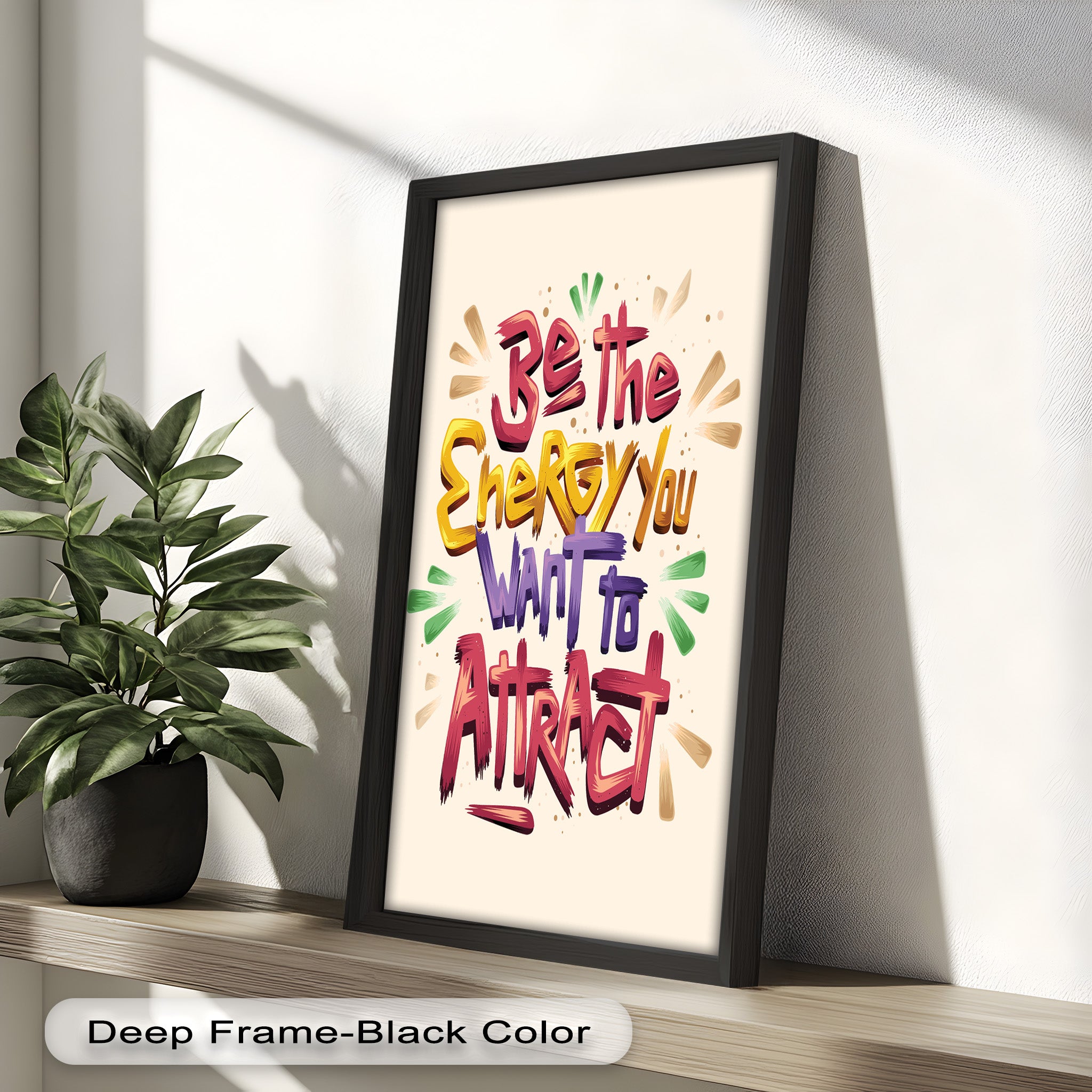 Inspirational Oil Painting - Be the Energy You Want to Attract - Motivational Wall Art for Home, Office & Meditation Space