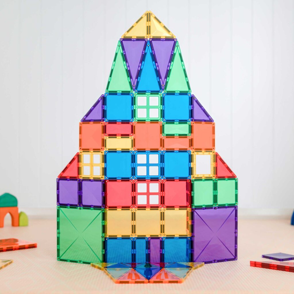 Connetix 102-Piece Magnetic Tiles Set - Rainbow Building Blocks for Kids STEM Learning | Creative Construction Toys for Preschool & Classroom Educational Play