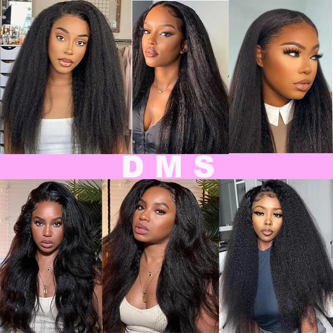 DMS 100% Unprocessed Brazilian Remy Hair Bundles - Kinky Straight Human Hair Weave 3 Bundles (20 22 24 Inch) for Black Women | Natural Black Color | Perfect for Protective Styles, Sew-Ins & Everyday Wear