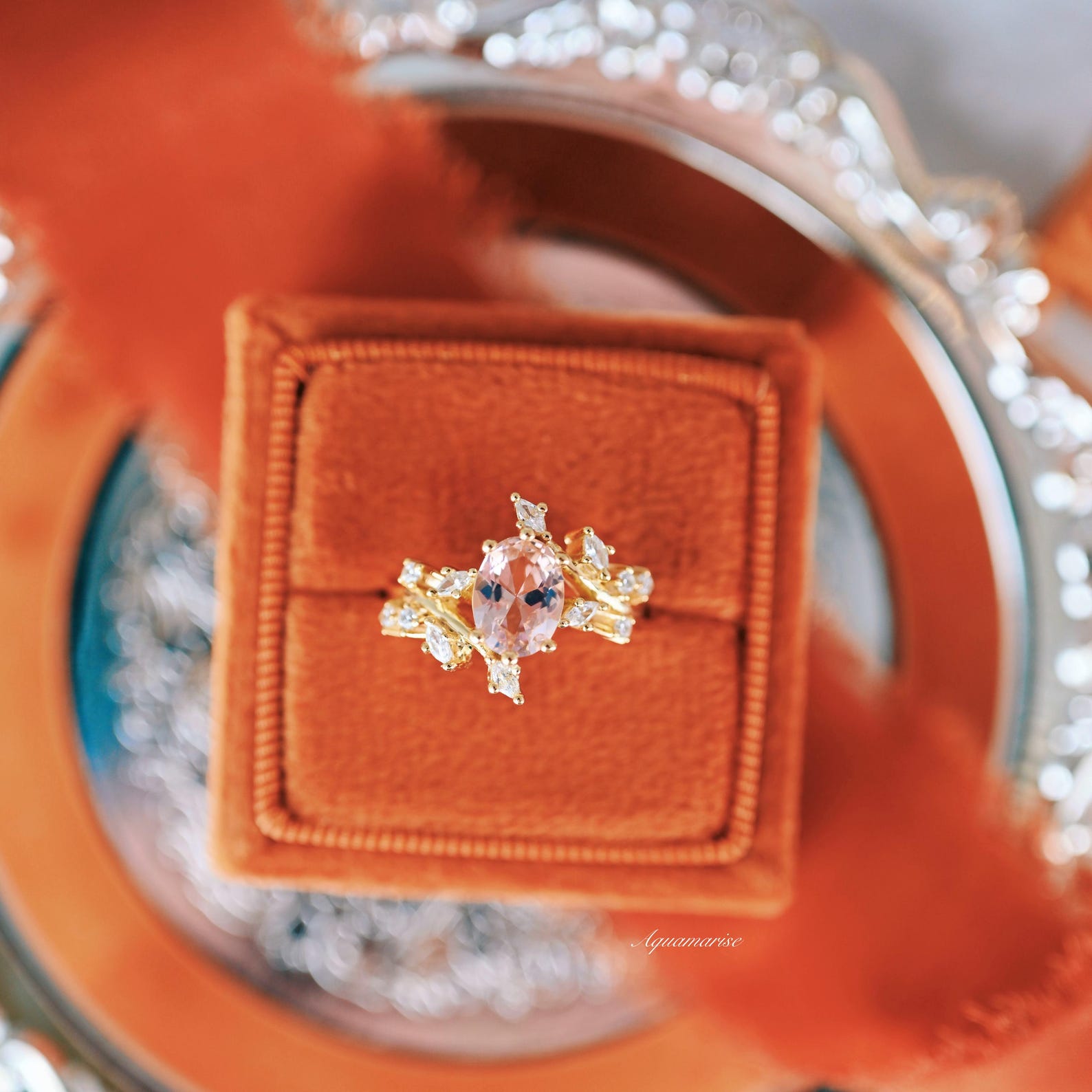 14K Yellow Gold Morganite Leaf Fairy Engagement Ring for Women - Perfect for Proposals, Weddings & Romantic Occasions