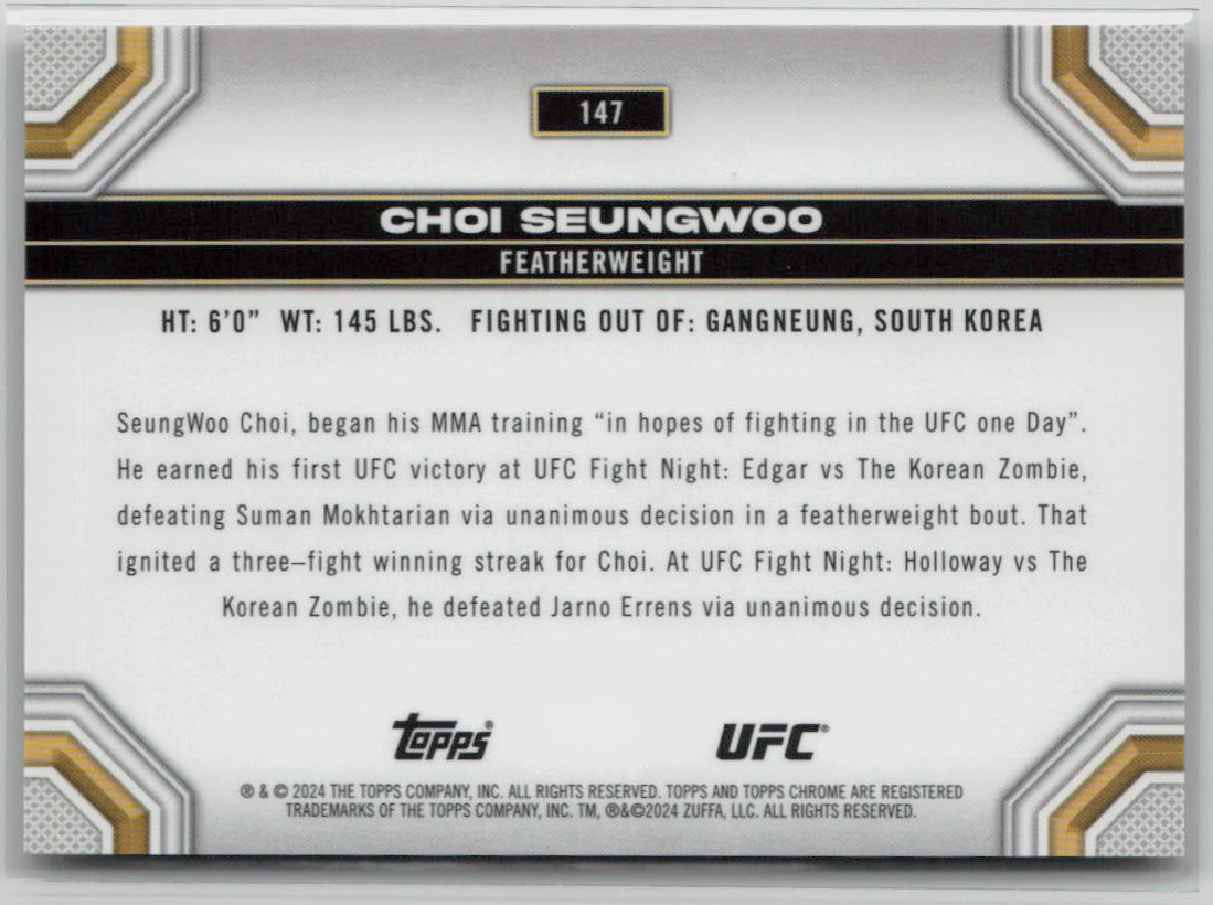 2024 Topps Chrome Choi Seungwoo Gold Refractor Rookie Card #147 48/50 - Limited Edition Baseball Collectible for Fans & Investors