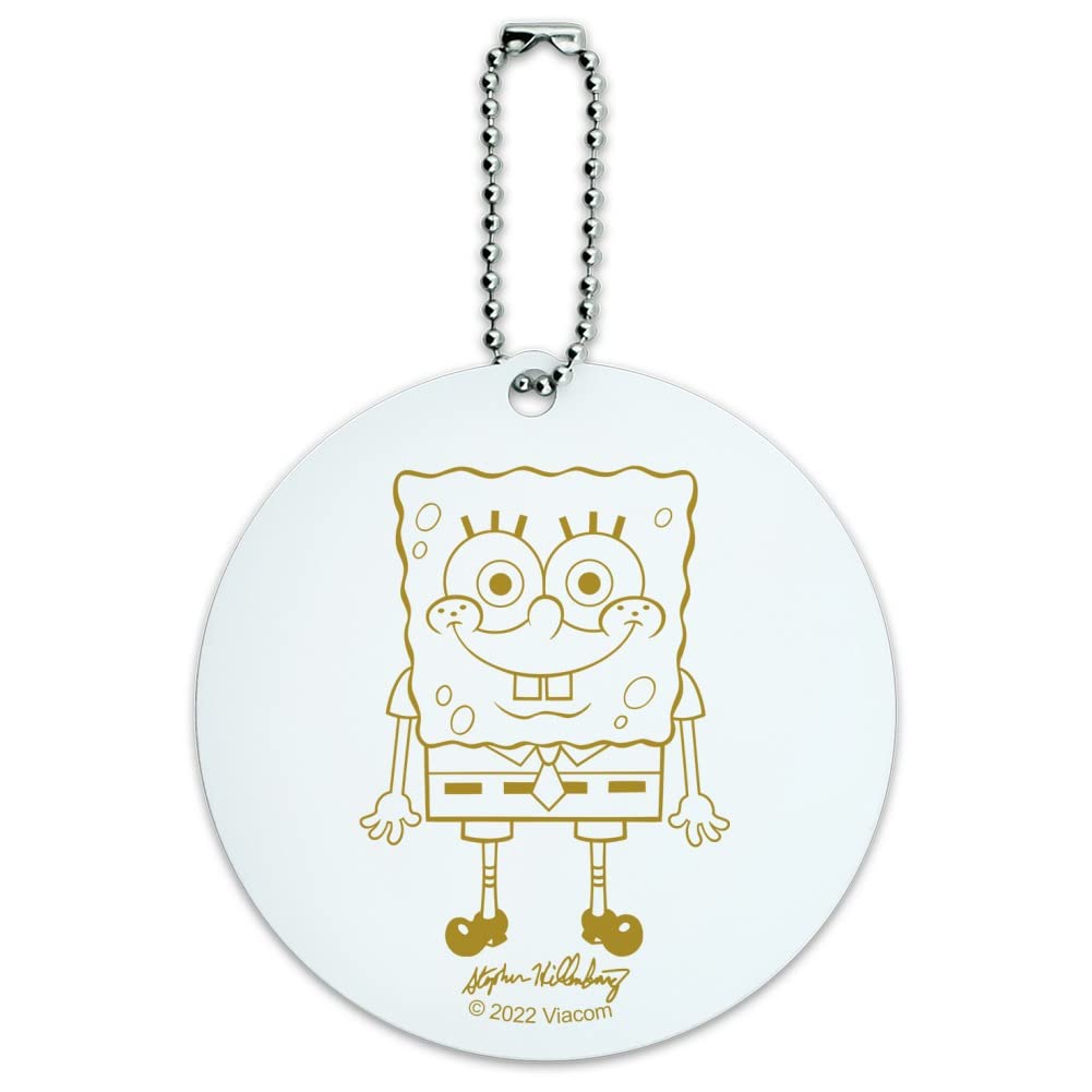 SpongeBob SquarePants Luggage Tag - Durable Round ID Card for Suitcases, Carry-On Bags & Travel Accessories - Perfect for Airports, Vacations & Kids' Backpacks