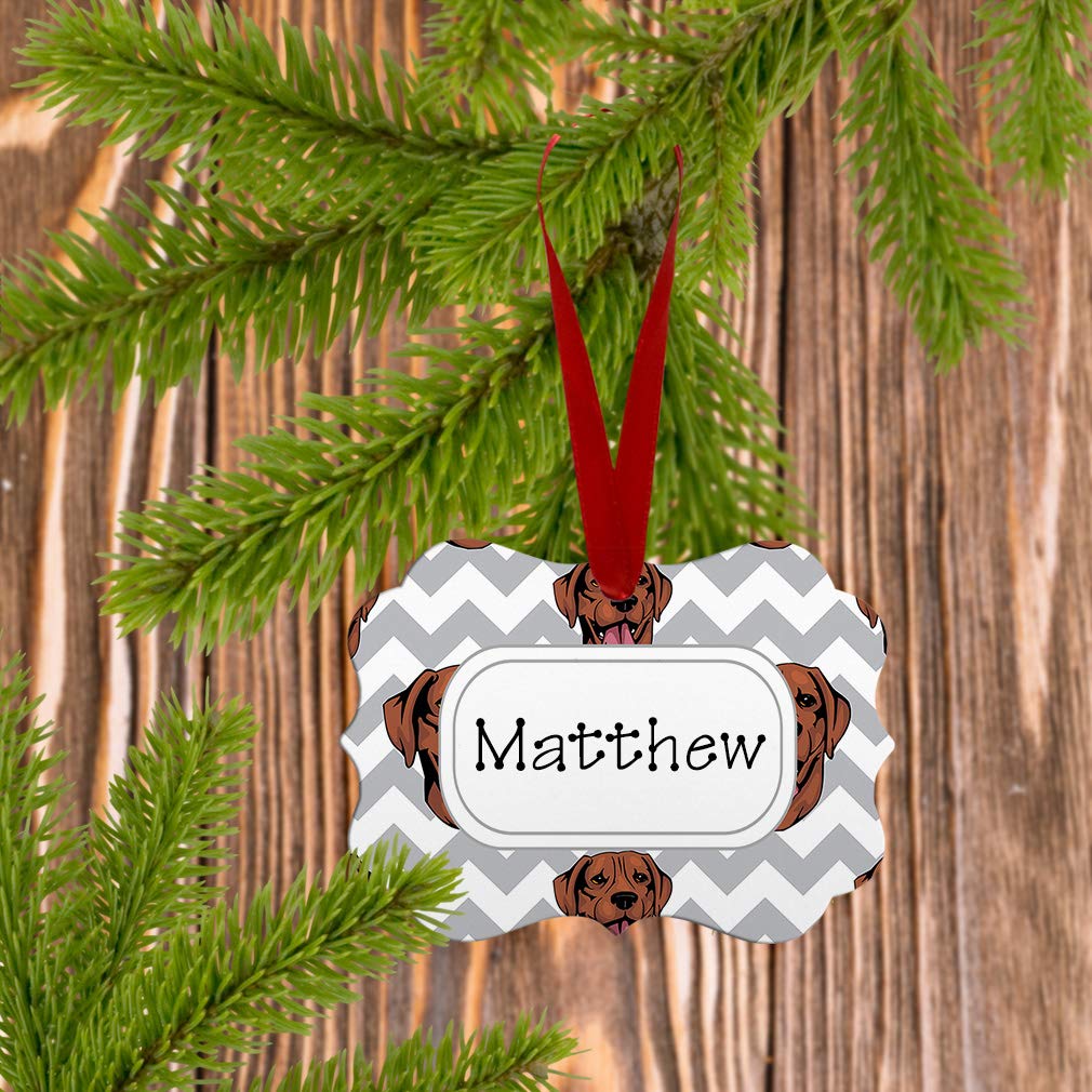 Personalized Plott Hound Dog Christmas Ornament - Aluminum Gray Zigzag Holiday Tree Decoration with London Shape - Perfect for Xmas Gifts, Home Decor & Pet Lovers