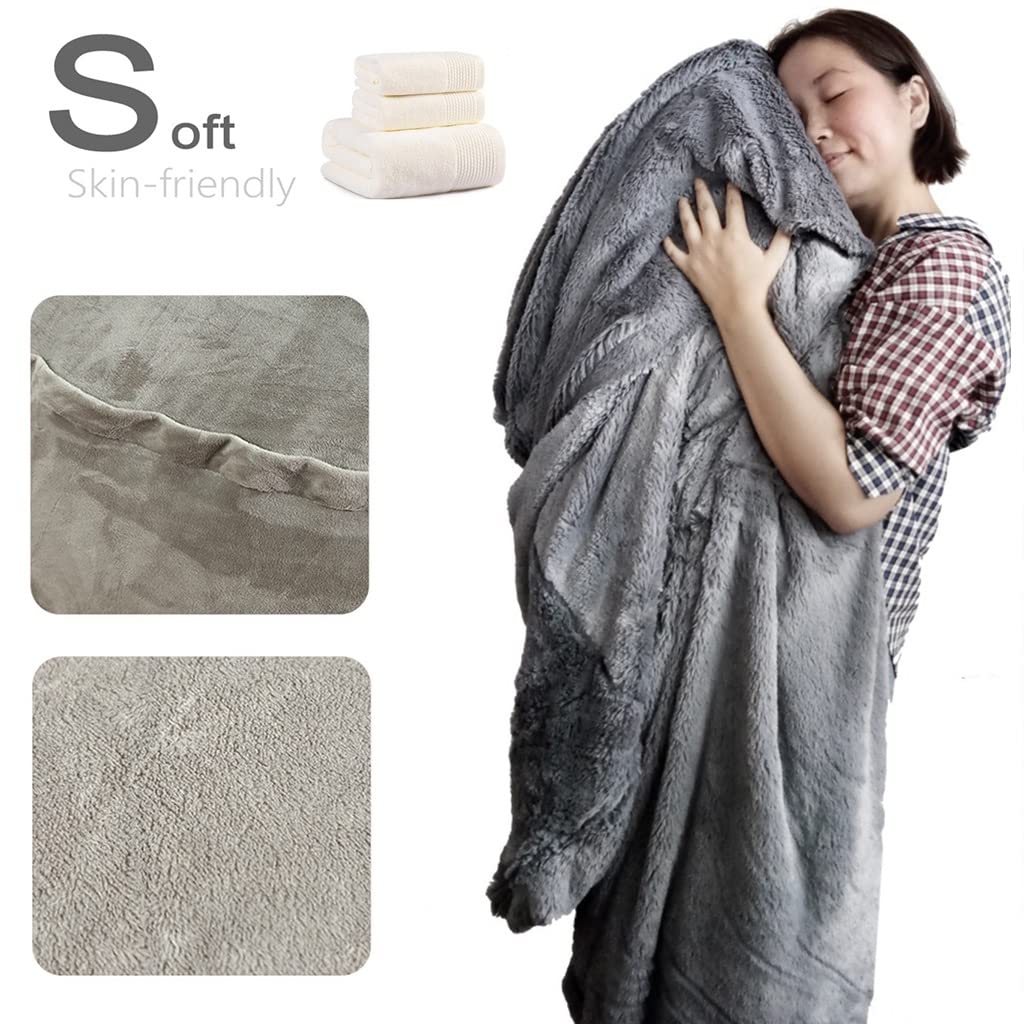 5/6/7/8ft Giant Bean Bag Chair Cover - Soft Fluffy Faux Fur Sofa Bed Beanbag Couch for Living Room, Bedroom & Game Room - Comfortable Recliner Chair (Filler Not Included)