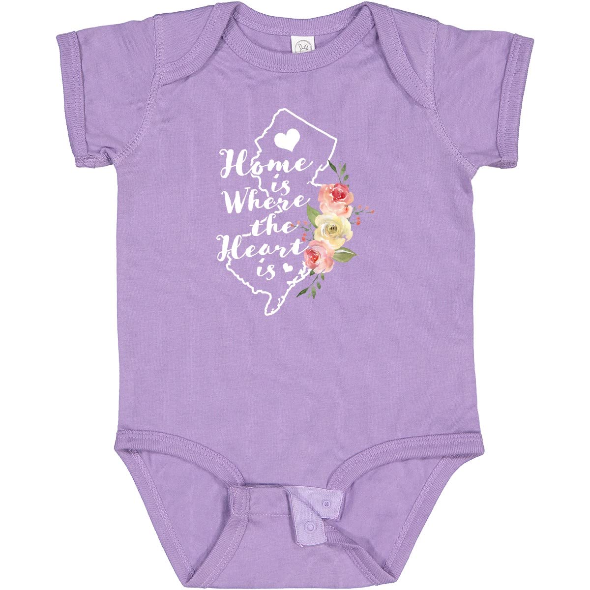 Inktastic New Jersey Home is Where The Heart is Watercolor Baby Bodysuit - Soft Cotton Infant Onesie for Boys & Girls, Perfect Gift for Newborns, Baby Showers & Family Photos