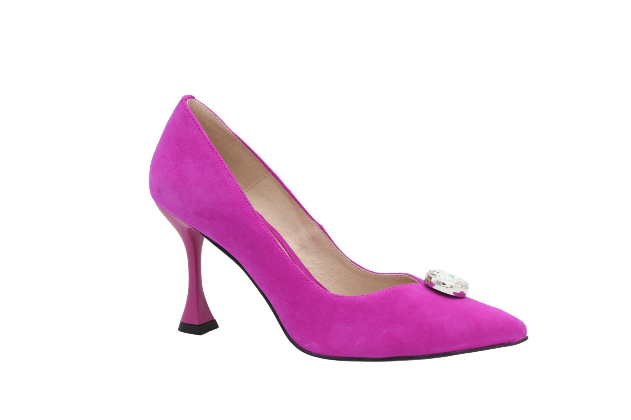 FABUCCI Women's Magenta Pink Suede High Heel Shoes - Elegant Pointed Toe Pumps for Party, Wedding & Office Wear