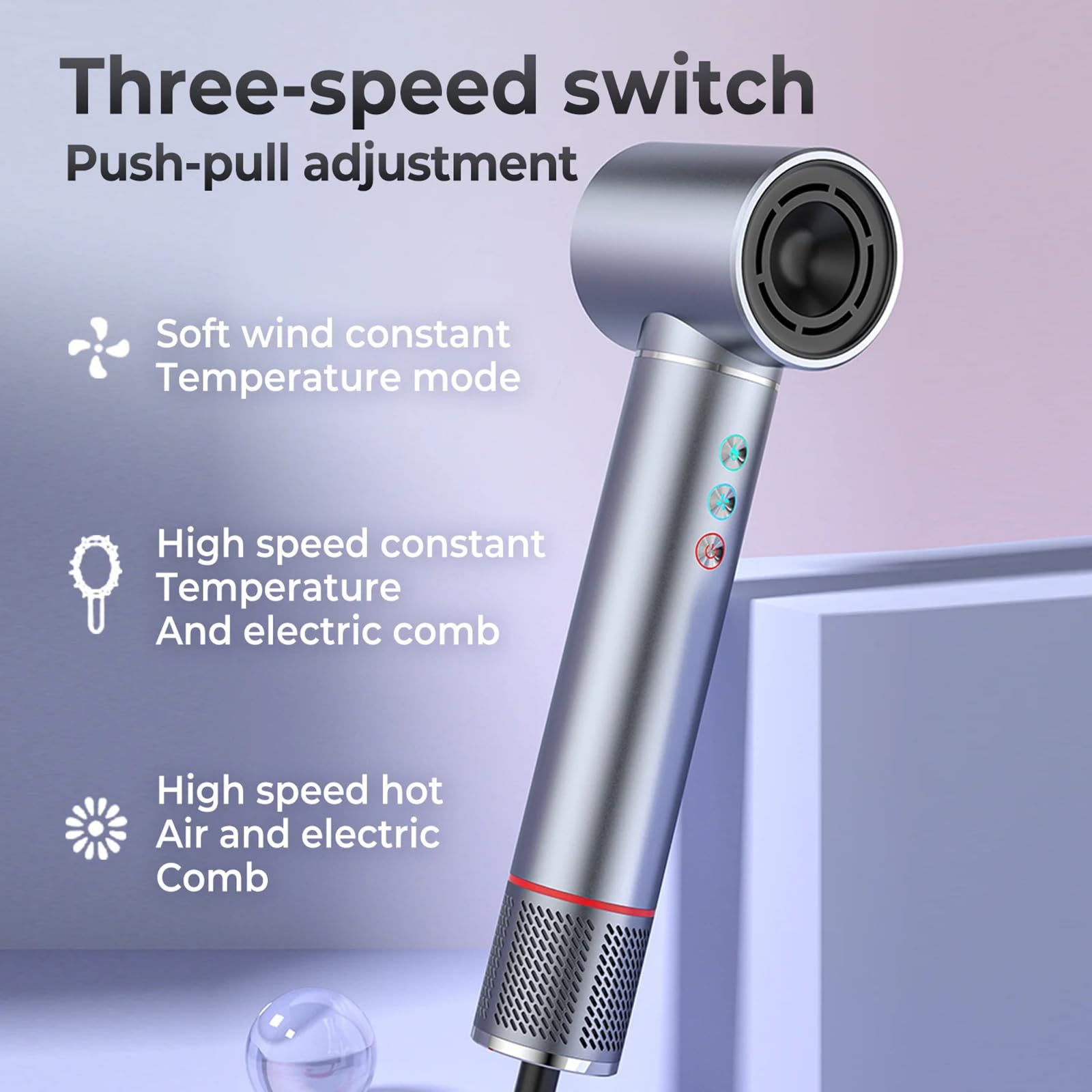 5 in 1 Hair Styler with High-Speed Ionic Hairdryer - 3 Heat Settings Hair Dryer Brush Set, Automatic Curling Iron & Hot Air Styler for Fast Drying, Volumizing, Straightening & Styling - Perfect for Home, Salon & Travel Use