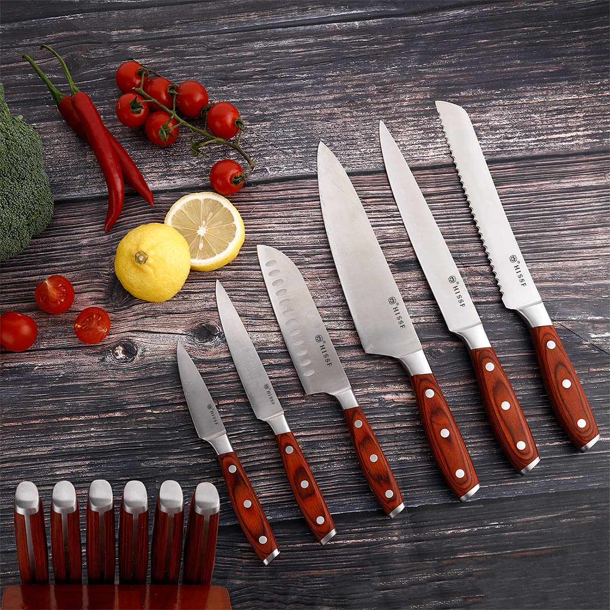 18-Piece German High Carbon Stainless Steel Kitchen Knife Set with Wooden Block - Full Tang Triple Rivet Chef Knives for Professional Cooking & Home Use - Perfect Gift for Chefs & Cooking Enthusiasts