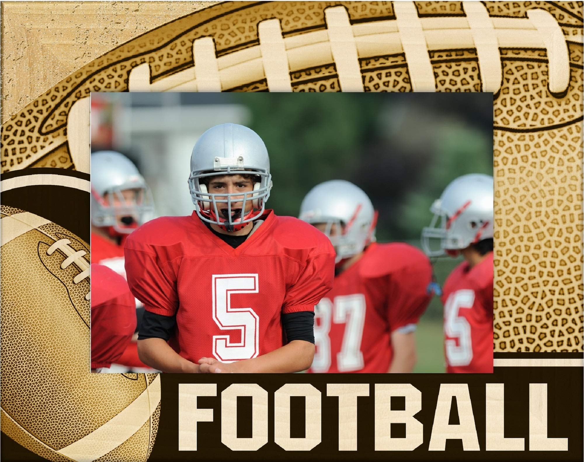 Personalized Football Laser Engraved Wood Picture Frame 3x5 Inches - Perfect for Sports Memorabilia, Team Photos, and Game Day Decorations