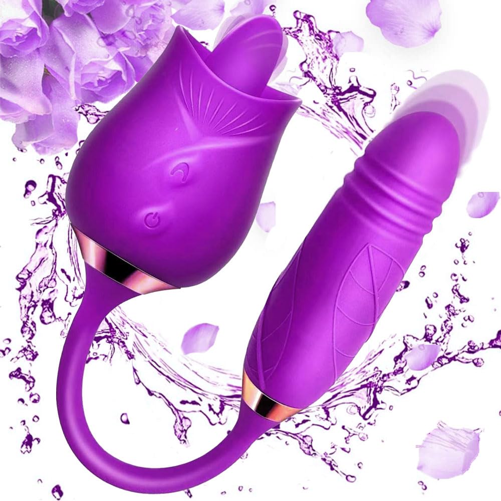3 in 1 Rose Shape Adult Toy with Tongue Licking, Thrusting & Vibrating Functions - Easy to Use Pleasure Device for Couples & Solo Play - CP3+6 * 3 (Perfect for Romantic Nights & Self-Care Moments)