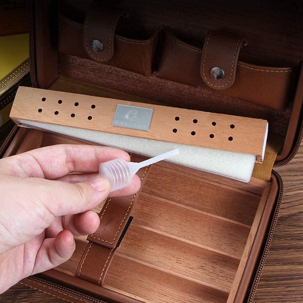 Premium Portable Cigar Humidor Box - Natural Cedar Wood Cigar Case with Humidifier | Travel Cigar Storage (Brown, 20x13x8cm) | Perfect for Home, Office & Outdoor Use