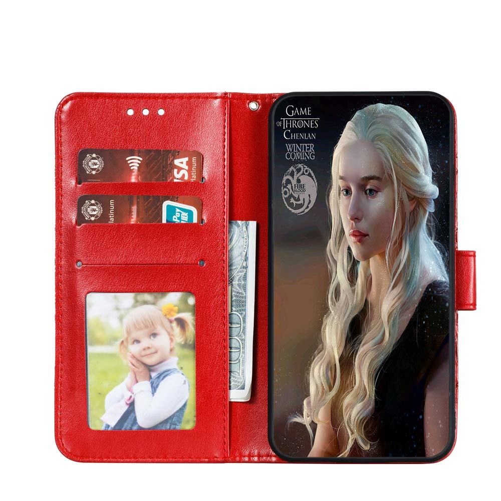 Premium PU Leather Mandala Embossed Flip Wallet Case for Samsung Galaxy A11 - Shockproof Protective Cover with Card Holder & Kickstand (Mandala Red) | Perfect for Work, Travel & Everyday Use