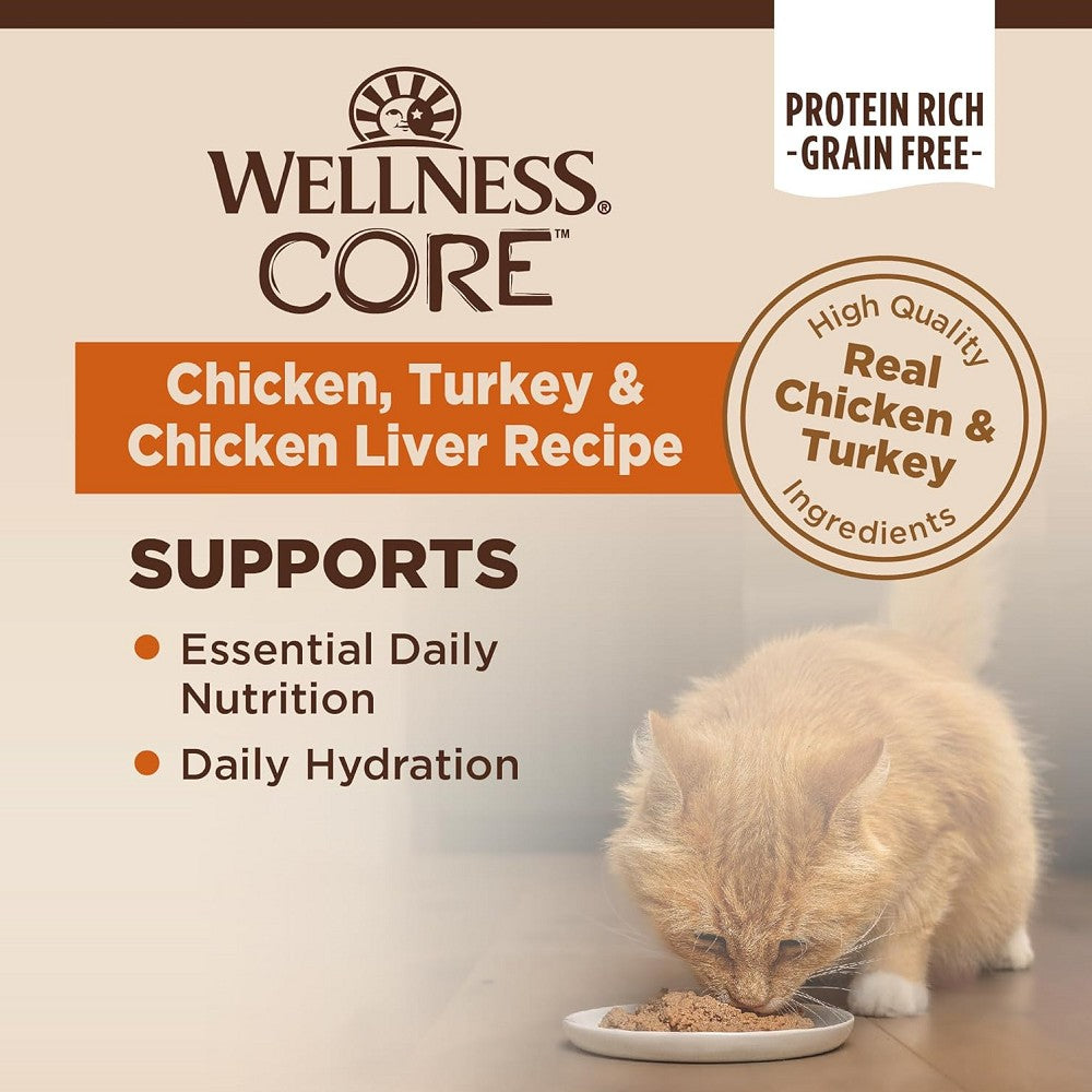 Premium CORE Pate Cat Food - Chicken, Turkey & Chicken Liver Recipe for Adult Cats - Grain-Free Wet Food for Healthy Digestion & Shiny Coat - Perfect for Picky Eaters & Daily Meals