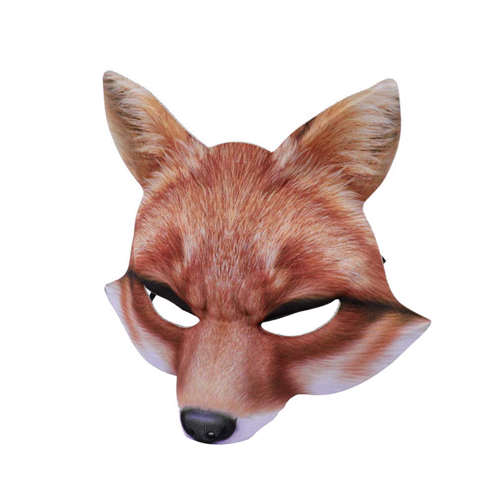 Realistic Fox Venetian Half Mask - EVA Animal Face Mask for Halloween, Cosplay, Carnival & Costume Parties - Yellow (Perfect for Costume Balls, Mardi Gras & Themed Events)
