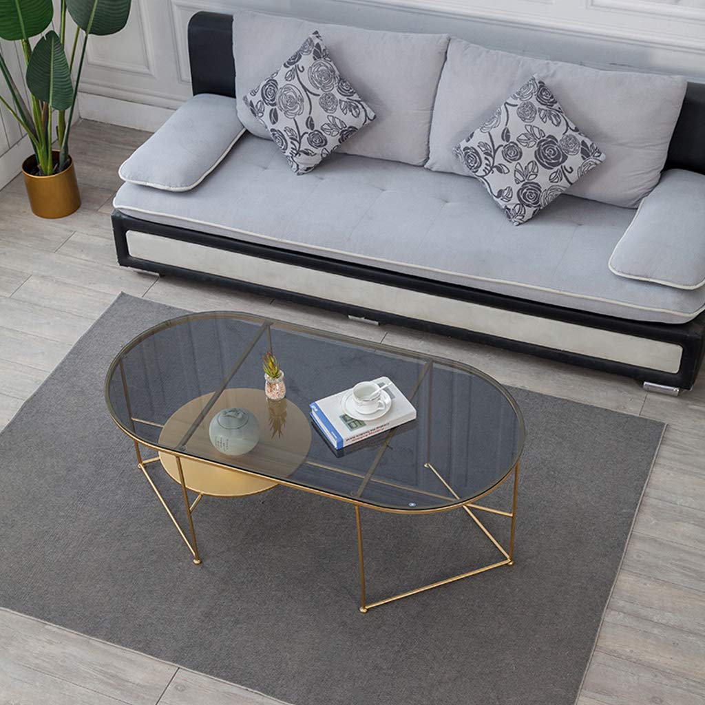 Modern Oval Coffee Table with Tempered Glass Top & Gold Metal Frame - Creative Side Table, End Sofa Table for Living Room Furniture - Perfect for Small Spaces, Lounge Areas & Contemporary Home Decor