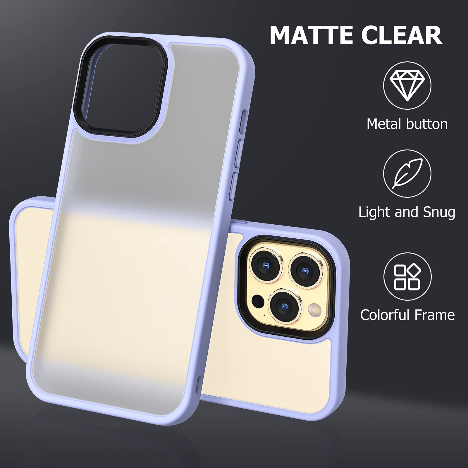 MATEPROX Matte Shockproof Phone Case for iPhone 13 Pro Max (6.7 inch 2021) - Non-Slip Protective Hard Back Cover with Bumper | Perfect for Work, Travel & Everyday Use - Purple