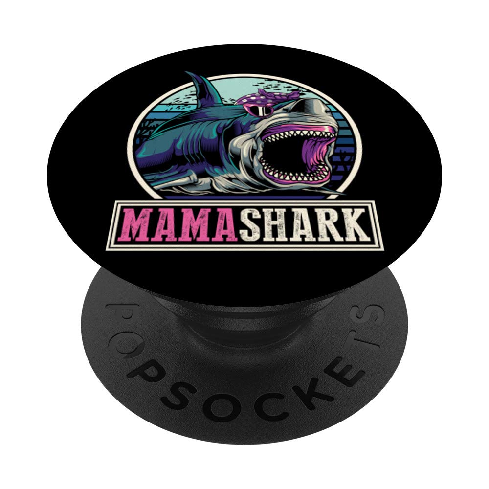 Ocean Mama Shark PopSockets PopGrip - Swappable Phone Grip for iPhone & Android, Cute Sea Monster Animal Design - Perfect Mothers Day Gift for Shark Lovers, Phone Accessories for Work & Travel