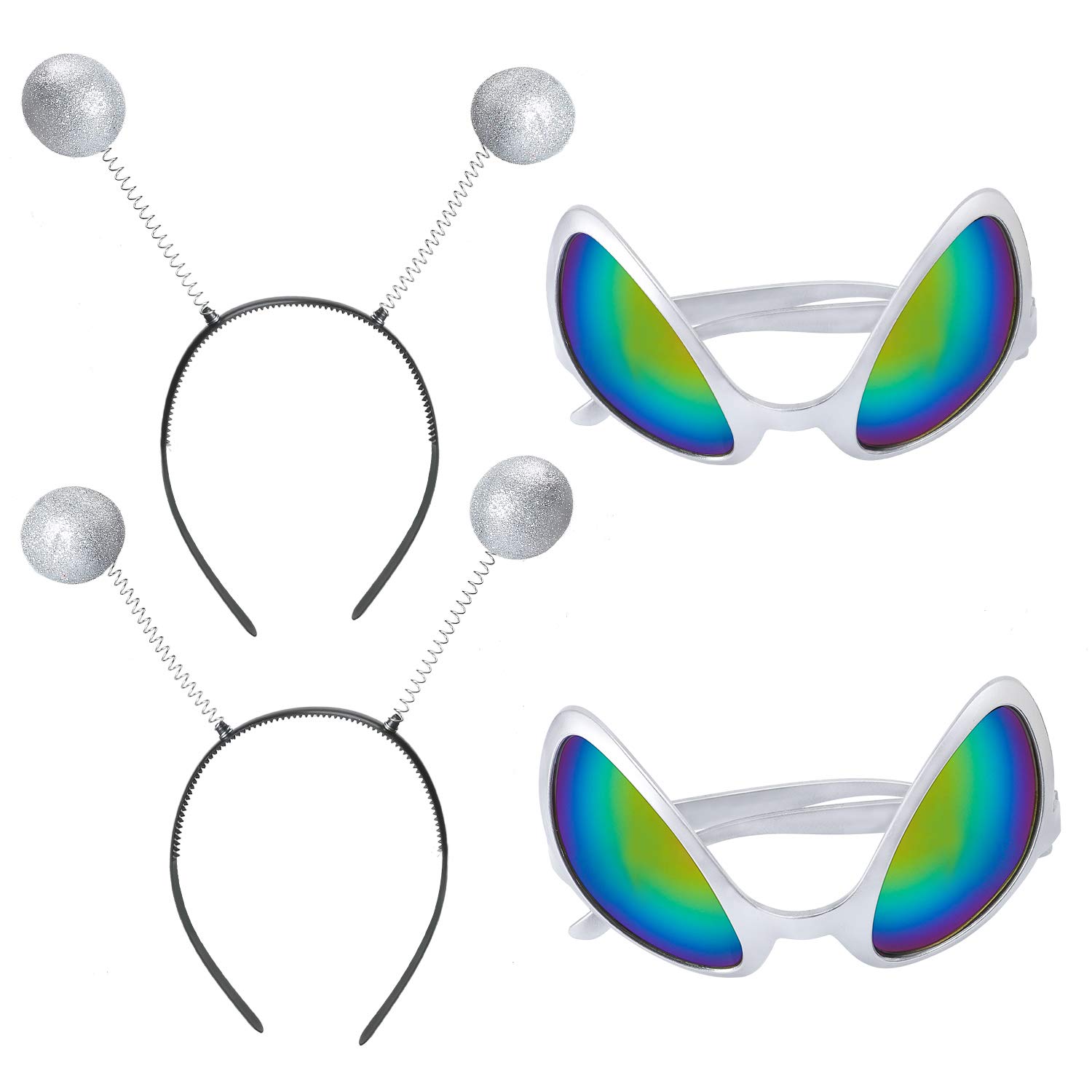 Alien Costume Glasses with Martian Antenna Headband - Fun Party Favors for Adults & Kids (2 Pack) - Perfect for Halloween, Cosplay, and Space-Themed Parties