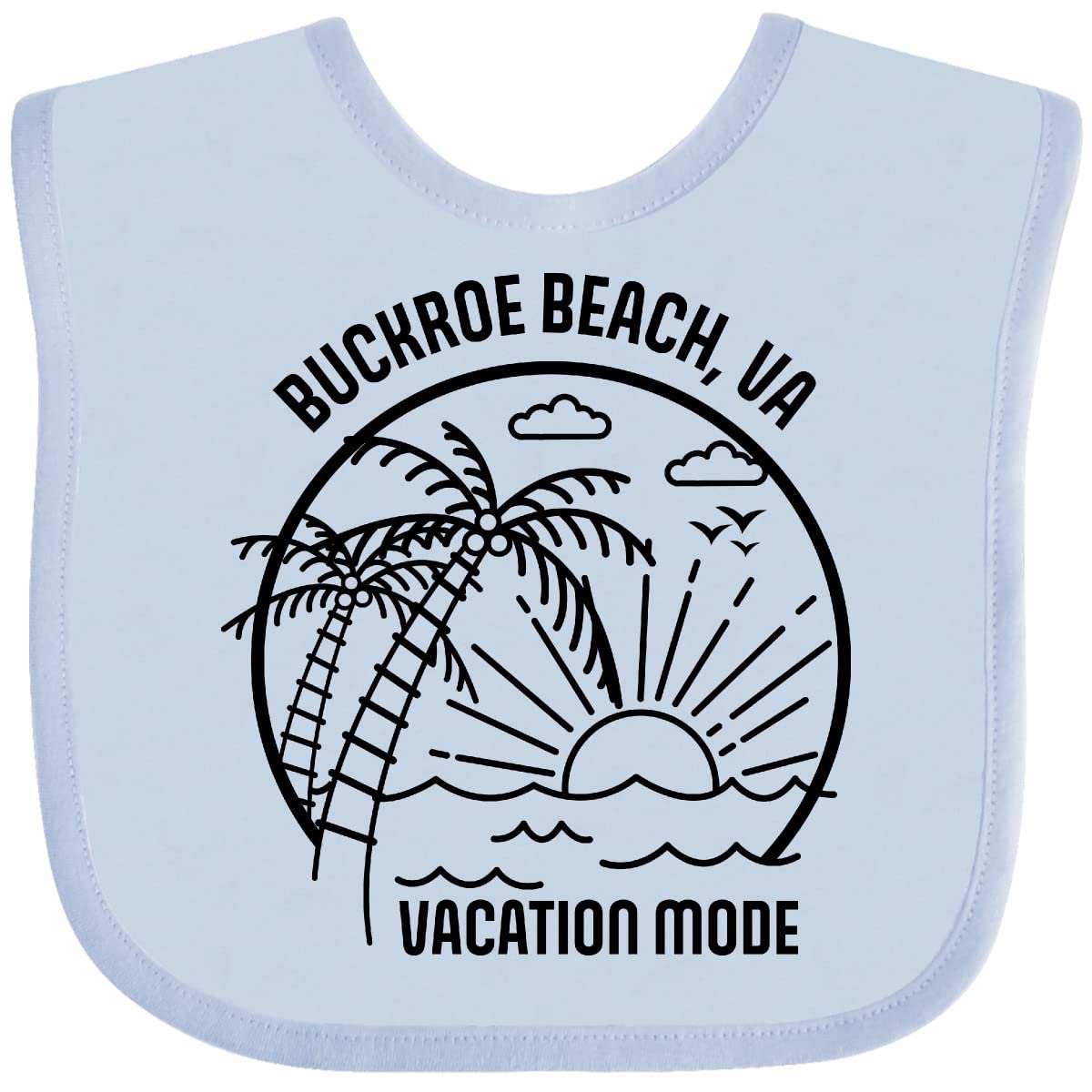 Inktastic Summer Vacation Mode Buckroe Beach Virginia Baby Bib - Soft Cotton Drool Bib for Infants & Toddlers - Perfect for Beach Trips, Travel, and Everyday Use