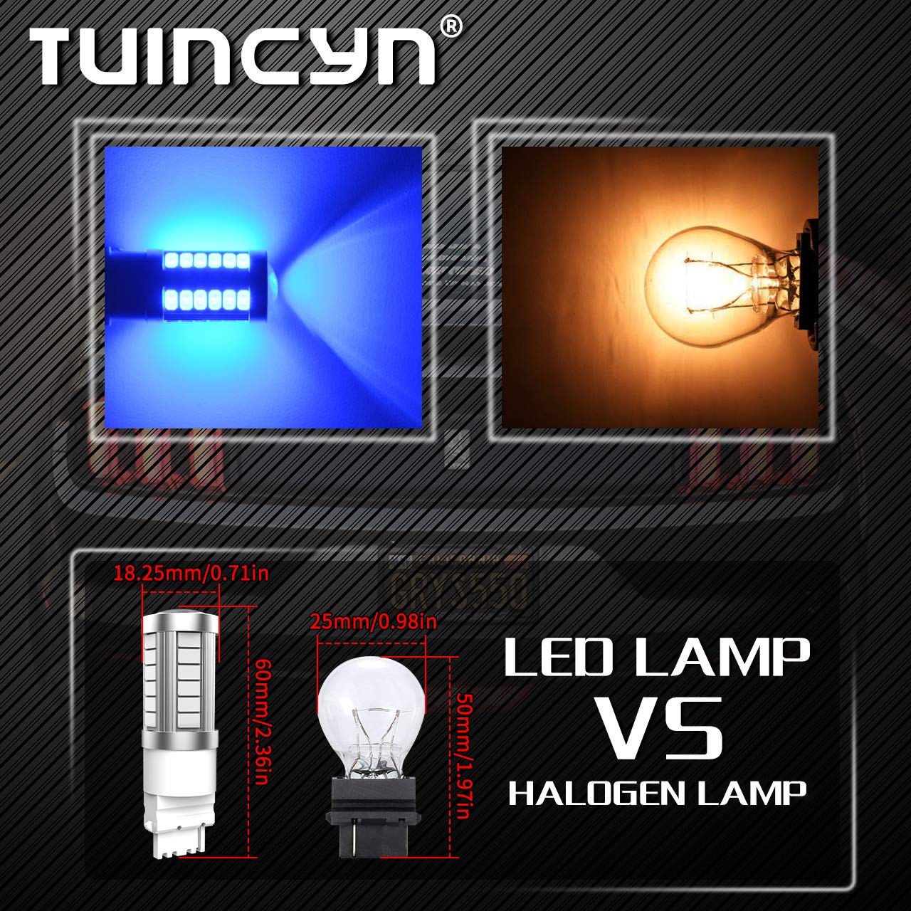 TUINCYN 3156 LED Brake Light Bulb - Blue 5630 33SMD, 900 Lumens Super Bright - 1141 7056 Tail Light, Reverse Light, Parking Light, Turn Signal Lamp - DC 12V 3.6W (Pack of 10) - Perfect for Cars, Trucks, SUVs, Motorcycles & Trailers