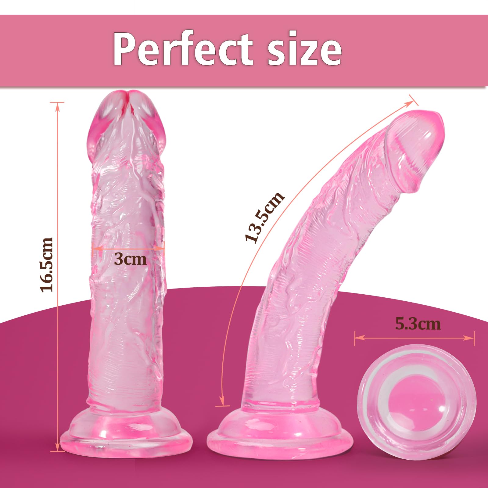 Realistic 6.5 Inch Silicone Dildo with Suction Cup - Flexible Adult Sex Toy for Men, Women & Couples - G-Spot Stimulation, Anal Play & Prostate Massage - Hands-Free Pleasure for Solo or Partnered Use (Pink, Small)