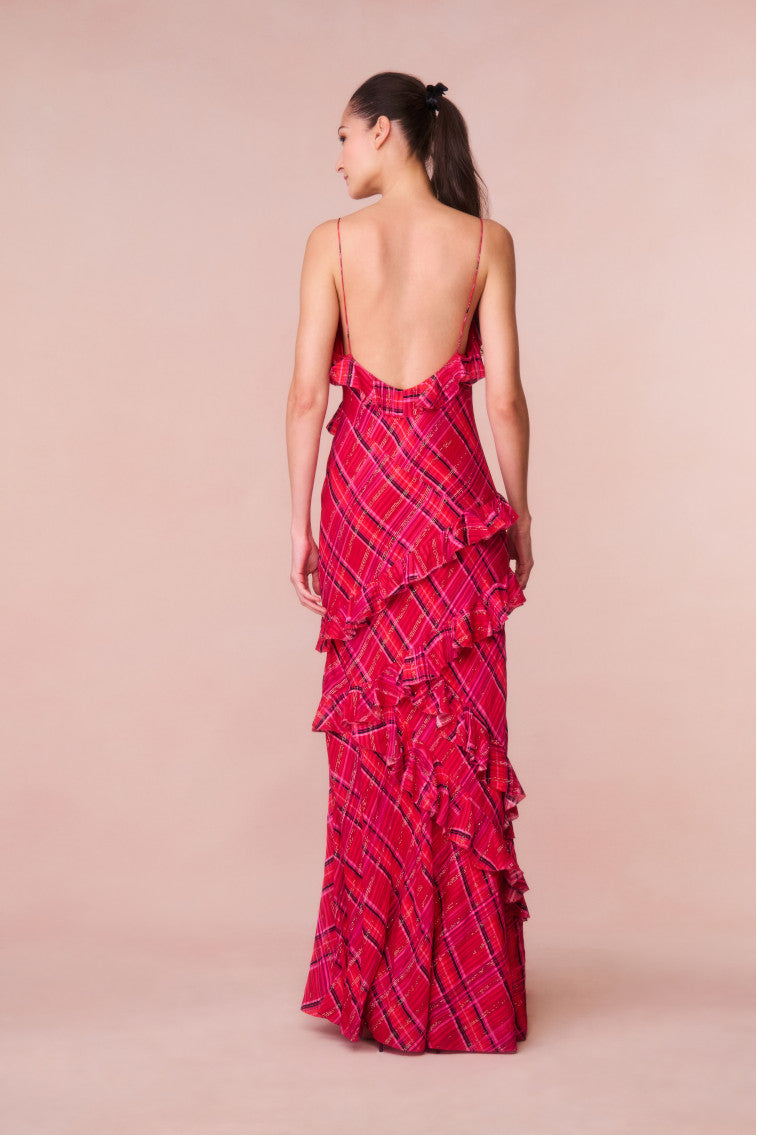 Rialto Silk Tartan Dress for Women - Elegant Plaid A-Line Dress for Party, Wedding & Formal Occasions