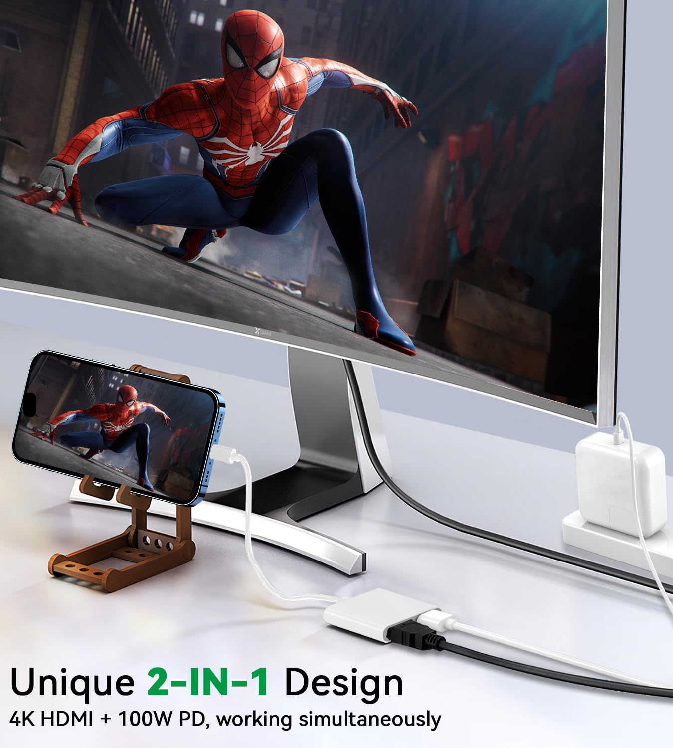 MFi Certified USB C to HDMI Adapter - 4K Digital AV Multiport Converter for iPhone 15/16, iPad Pro, MacBook, Pixelbook, Samsung Galaxy S24/S23/S22 - Watch Movies on TV, Presentations & Gaming