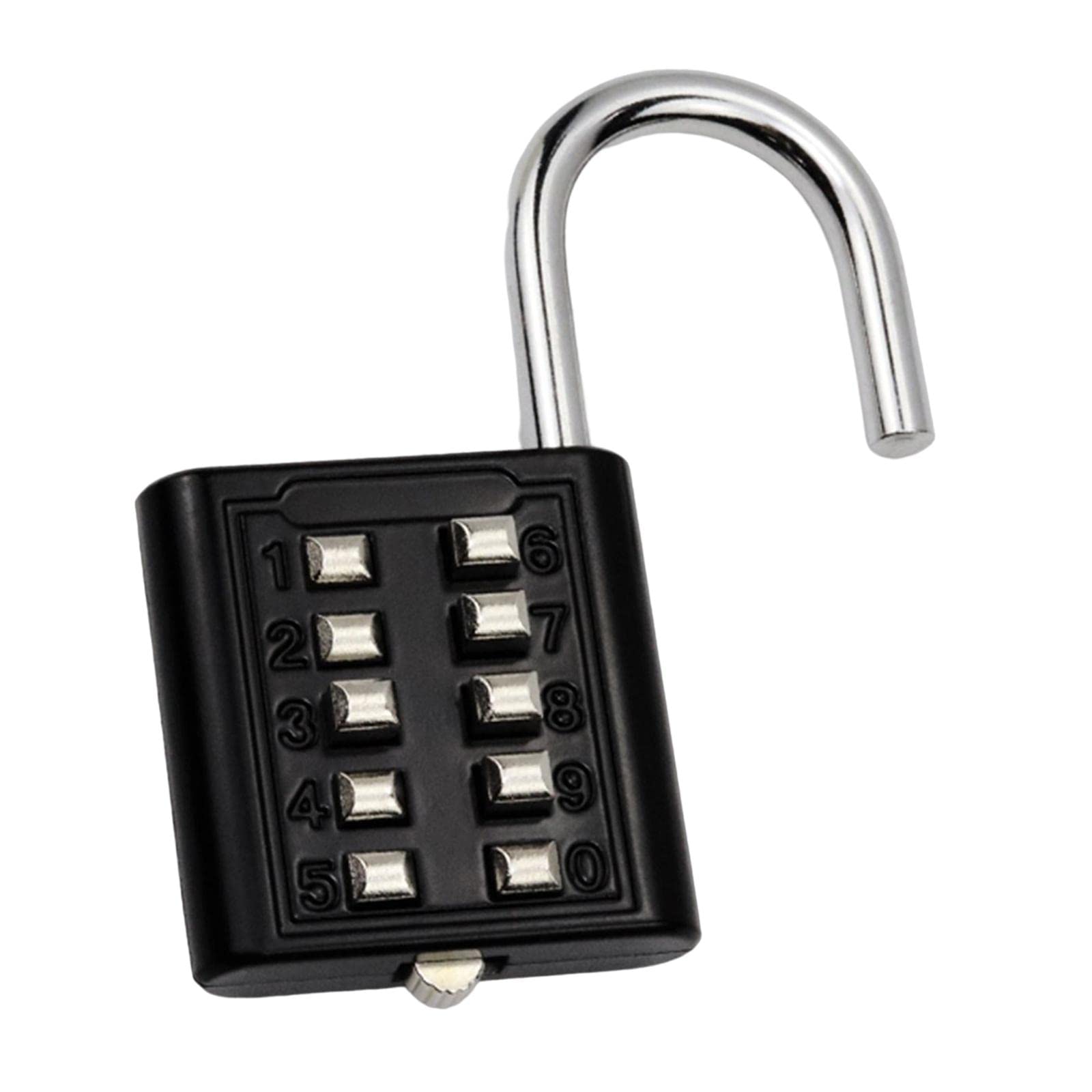 Colcolo 10 Digit Combination Padlock - Resettable Push Button Security Lock for Gym, Front Door, Locker & Storage - Heavy Duty Black Outdoor Padlock for Home, School & Travel Use