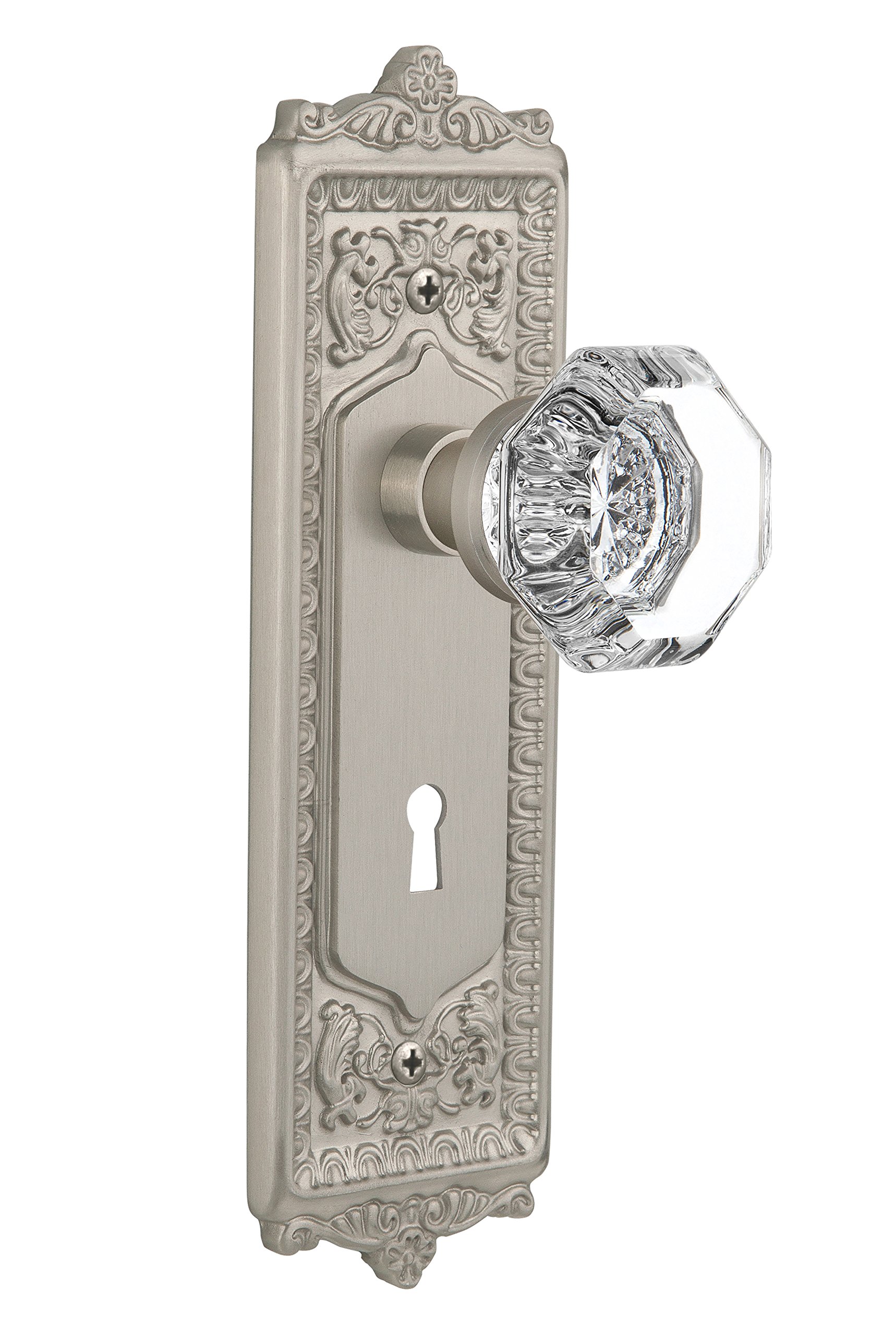 Vintage Egg and Dart Design Keyhole Backplate with Waldorf Crystal Knob - 2.375
