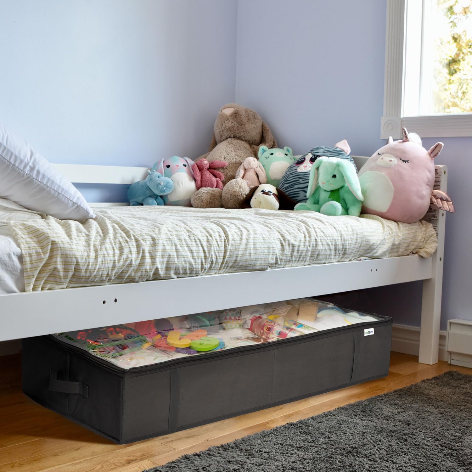 Space-Saving Under Bed Storage Containers & Closet Organizers - 4-Pack Black Fabric Storage Bins for Clothes, Toys & Seasonal Items - Perfect for Bedroom, Nursery & Small Space Organization
