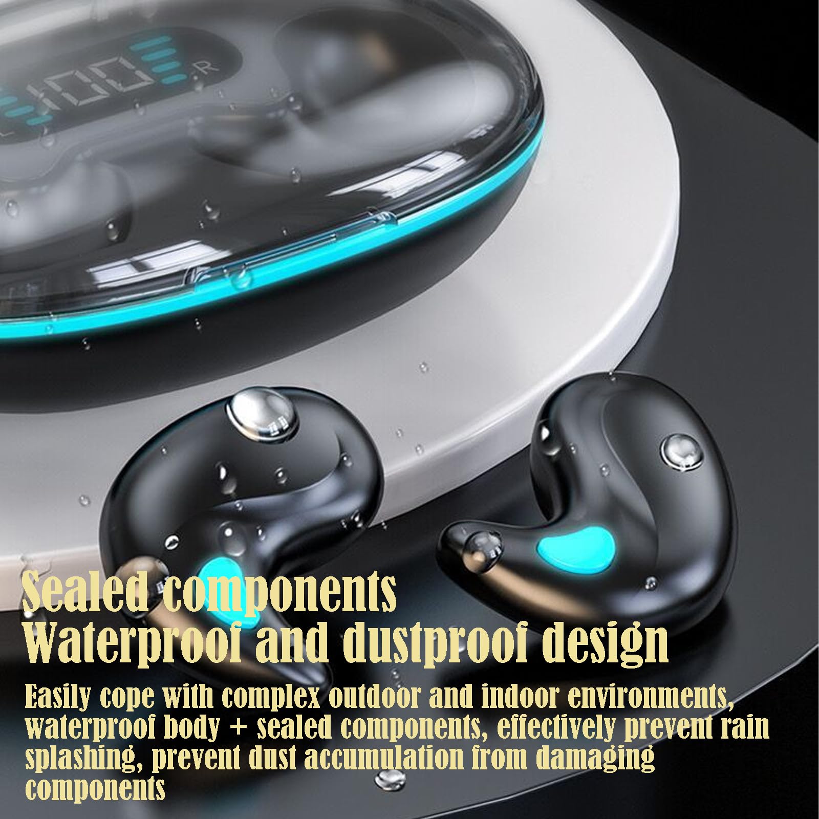 Wireless Bone Conduction Bluetooth Headphones for Sleeping, IPX5 Waterproof Sport Earbuds with Built-in Mic, Bluetooth 5.3 Open-Ear Headset for Running, Workout, Driving & Office Use - White