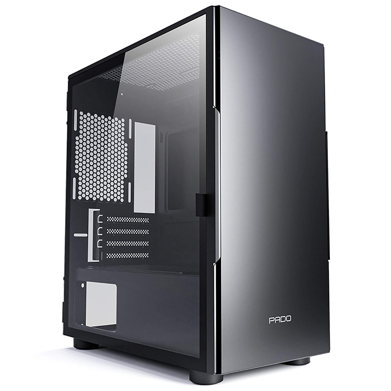 Mid-Tower ATX Computer Case with Tempered Glass Panel, USB 3.0 Ports & 6 Fan Positions - Supports Water Cooling (Black) - Perfect for Gaming PC Builds & Custom Desktop Setups