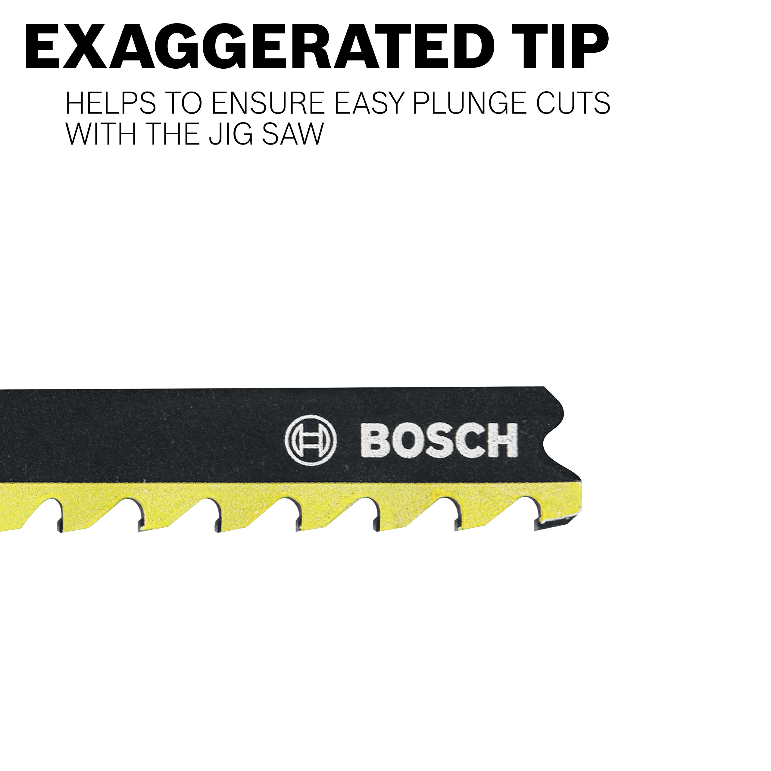 BOSCH T128BHM3 3-Piece 3-5/8 Inch 14 TPI Carbide T-Shank Jigsaw Blades for Cutting Laminates, Wood, and Plastic – Perfect for DIY Projects and Professional Woodworking
