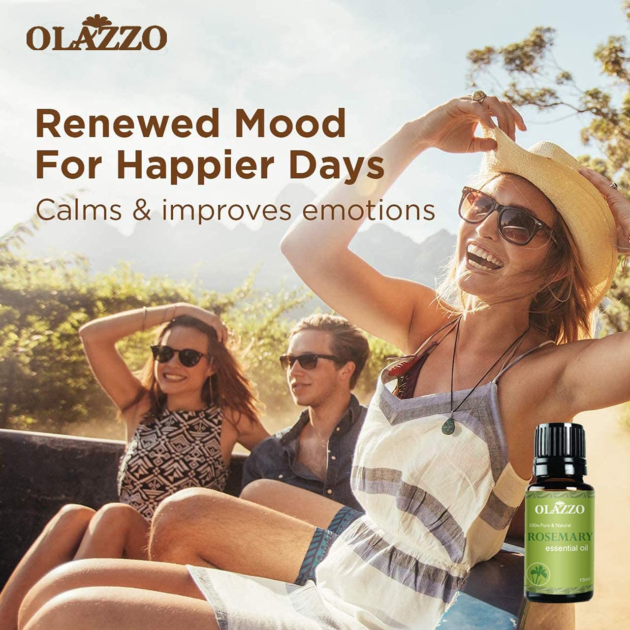Olazzo 100% Pure Rosemary Essential Oil 15ml – Natural Aromatherapy Oil for Hair Growth, Skin Care & Scalp Health – Perfect for Diffusers, DIY Blends, Massage & Home Fragrance – Great for Relaxation, Stress Relief & Air Freshening