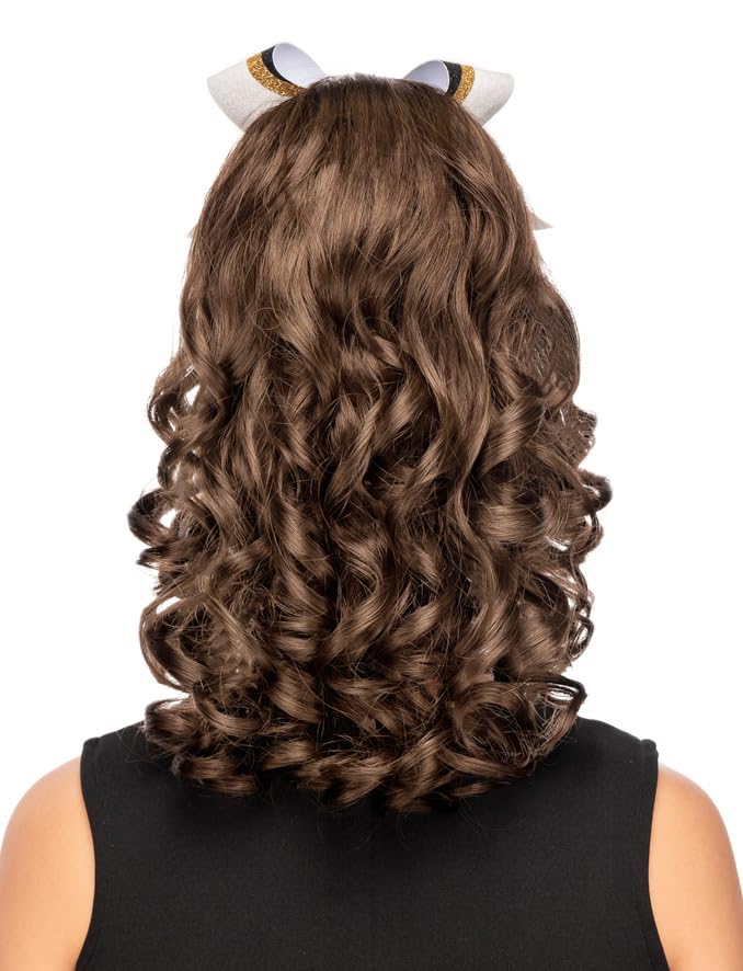 Cheerleader Curly Hairpiece for Cheerleading & Dance - Rose Gold Wig for Pom Poms, Pep Rallies & Performances