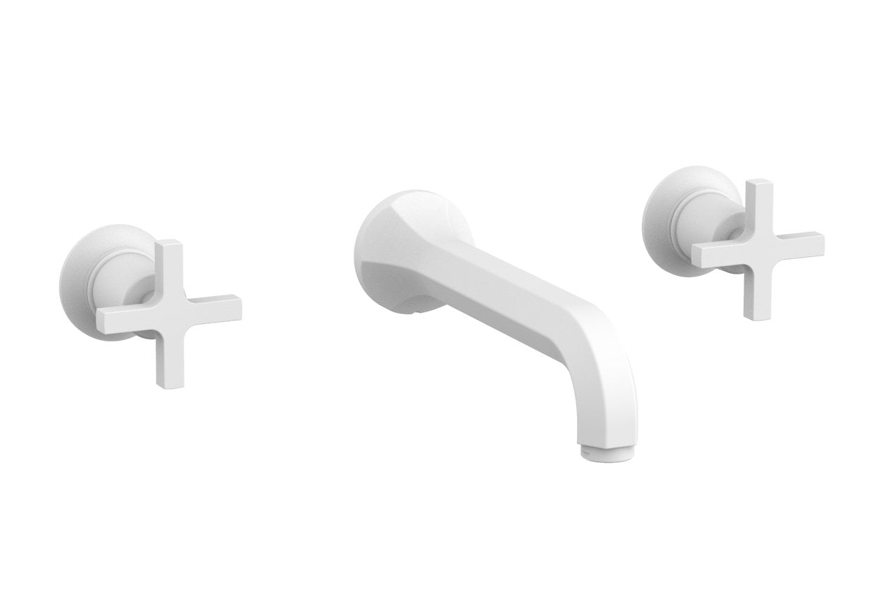 HEX MODERN Wall Mounted Lavatory Faucet Set with Cross Handles - Model 501 11 - Perfect for Modern Bathroom & Powder Room Renovations