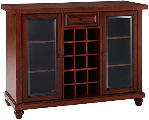 Crosley Cambridge Sliding Top Bar Cabinet - Vintage Mahogany Finish - Home Bar Furniture for Living Room, Dining Room & Entertainment Spaces
