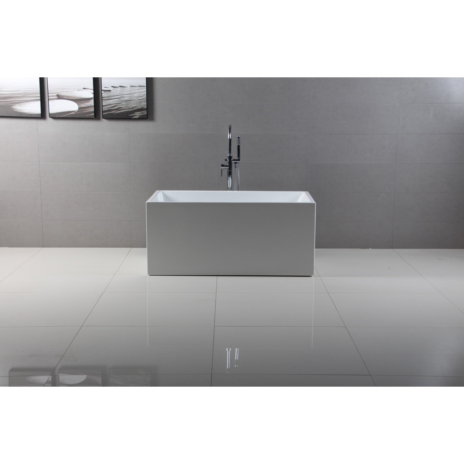 Aqua Eden 51 Inch Acrylic Freestanding Bathtub - Glossy White Rectangular Soaking Tub with Drain | Double-Ended Design for Modern Bathrooms & Spa-Like Relaxation