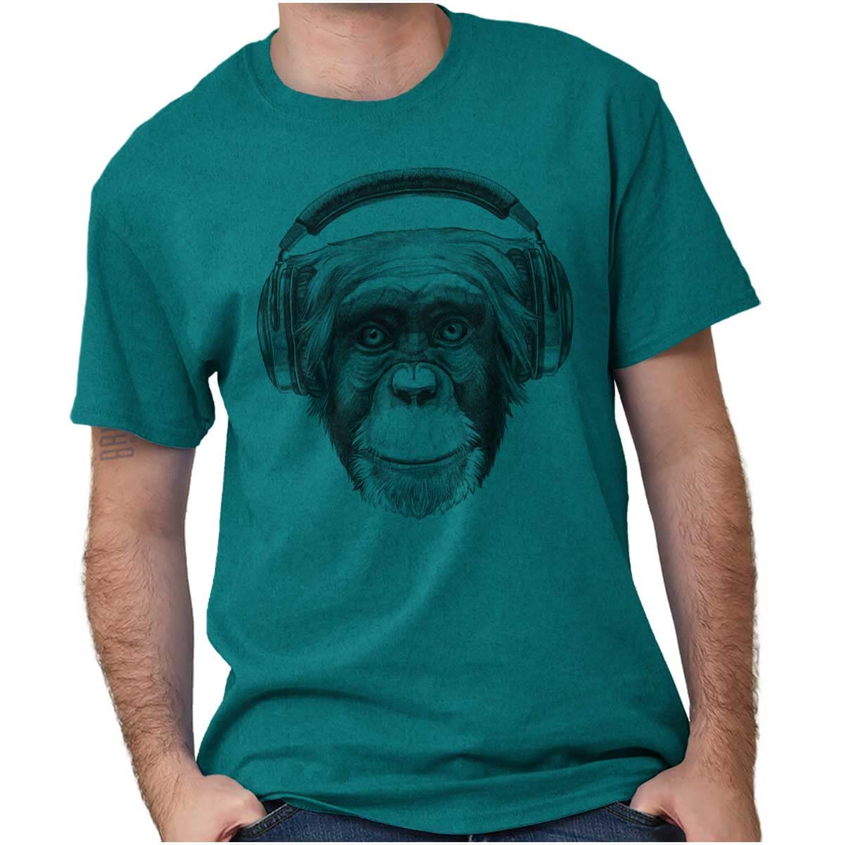 Smile Monkey Headphones Graphic T-Shirt for Men & Women - Funny Hipster Design for Music Lovers & Casual Wear