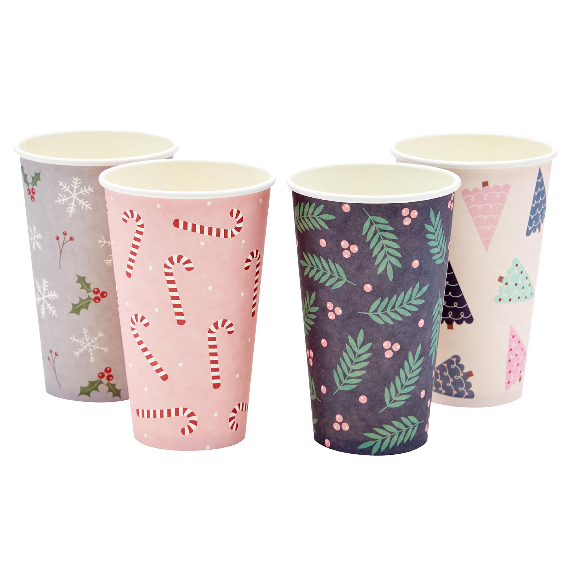 48-Piece Disposable Christmas Coffee Cups Set with Lids & Sleeves - 16oz Holiday Paper Cups for Tea, Coffee & Hot Cocoa - 4 Festive Xmas Designs - Perfect for Parties, Office Celebrations & Family Gatherings