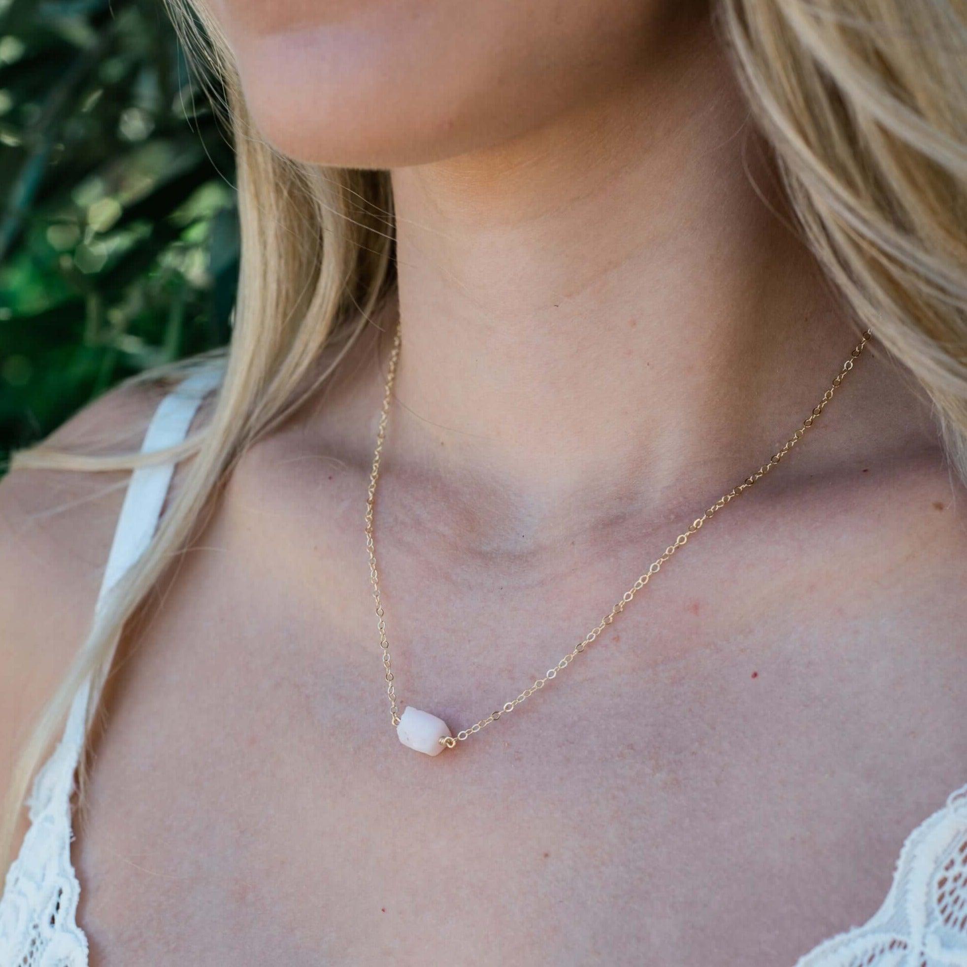 Natural Raw Pink Peruvian Opal Crystal Pendant Necklace for Women - Healing Stone Jewelry for Spiritual Energy & Chakra Balance | Perfect for Meditation, Yoga & Boho Fashion