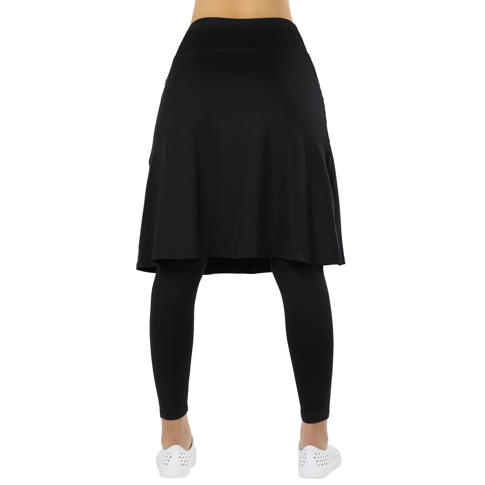 Women's Athletic Knee-Length Skorts with Built-in Leggings - Comfortable Workout Skirted Leggings for Running, Yoga & Tennis - Perfect for Gym, Sports & Casual Wear