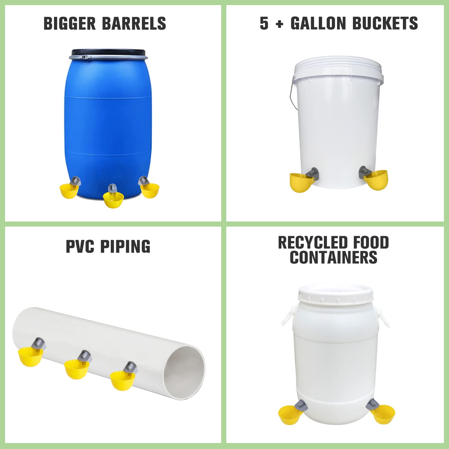 5-Pack Automatic Chicken Waterer Cups with Anti-Leak System - Holds 50% More Water for Chicks, Chickens, Ducks, Quails & Turkeys - Perfect for Coops, Farms & Backyard Poultry Raising