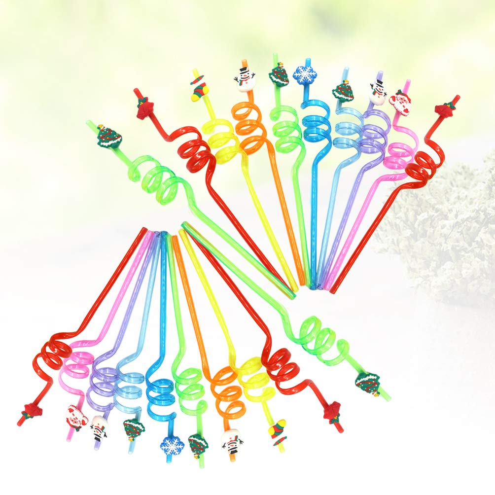 20pcs Christmas Silly Straws - Fun Plastic Drinking Straws for Holiday Parties, Christmas Decorations & Festive Celebrations - Perfect for Christmas Cocktails, Hot Chocolate & Holiday Gatherings